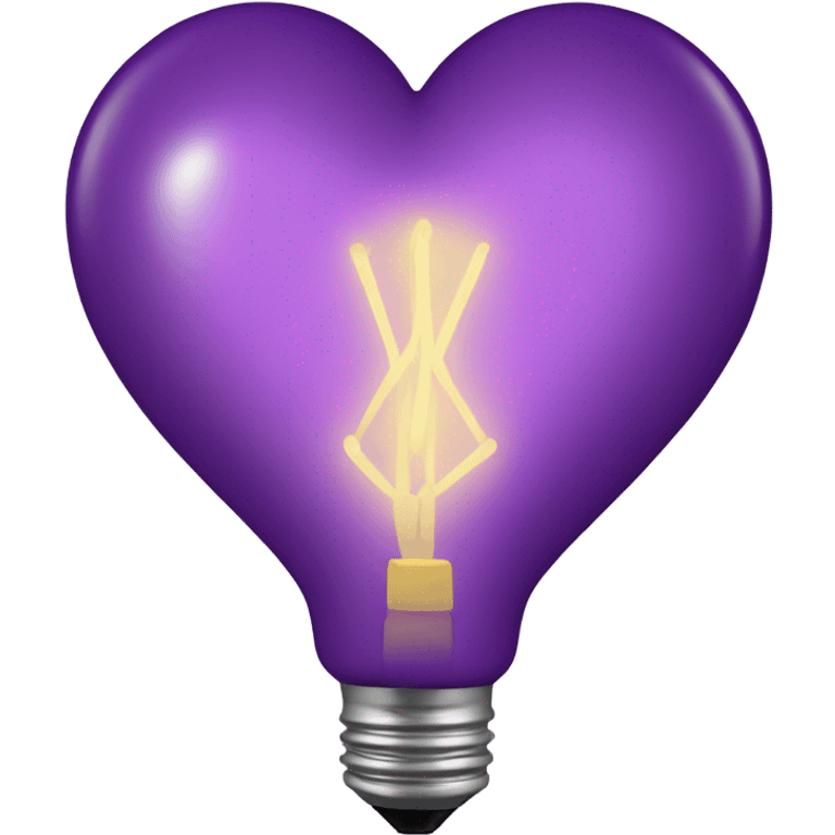 Realistic isolated purple heart shaped christmas light bulb . emoji