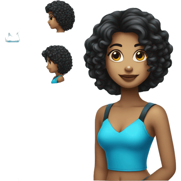 Menina de cabelo azul e preto  emoji