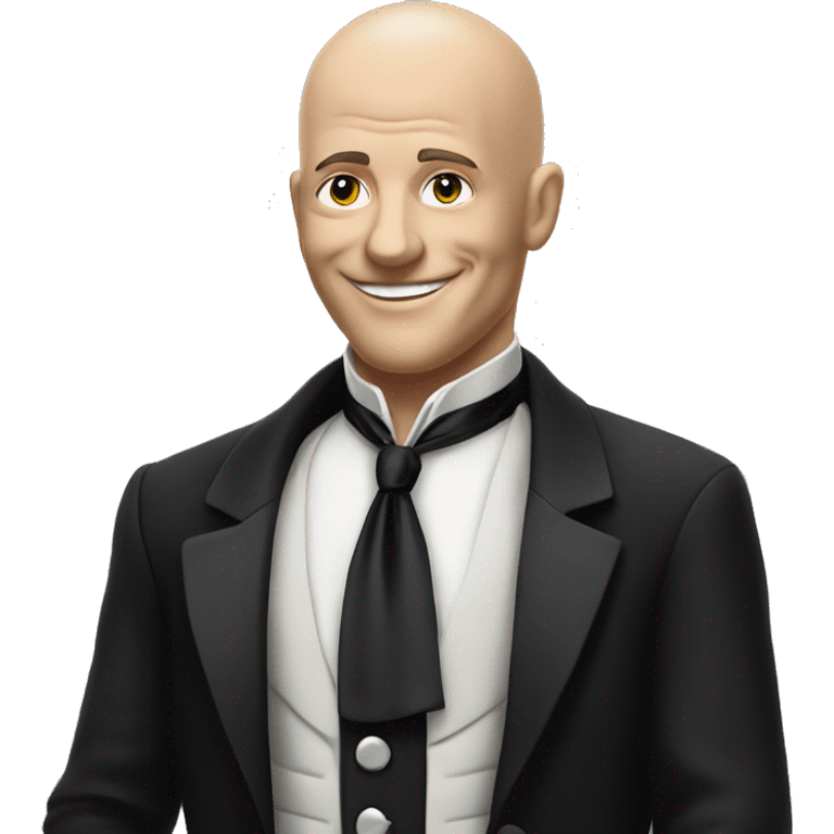 smiling bald man portrait monochrome with cash in hand and wearing a tuxedo emoji