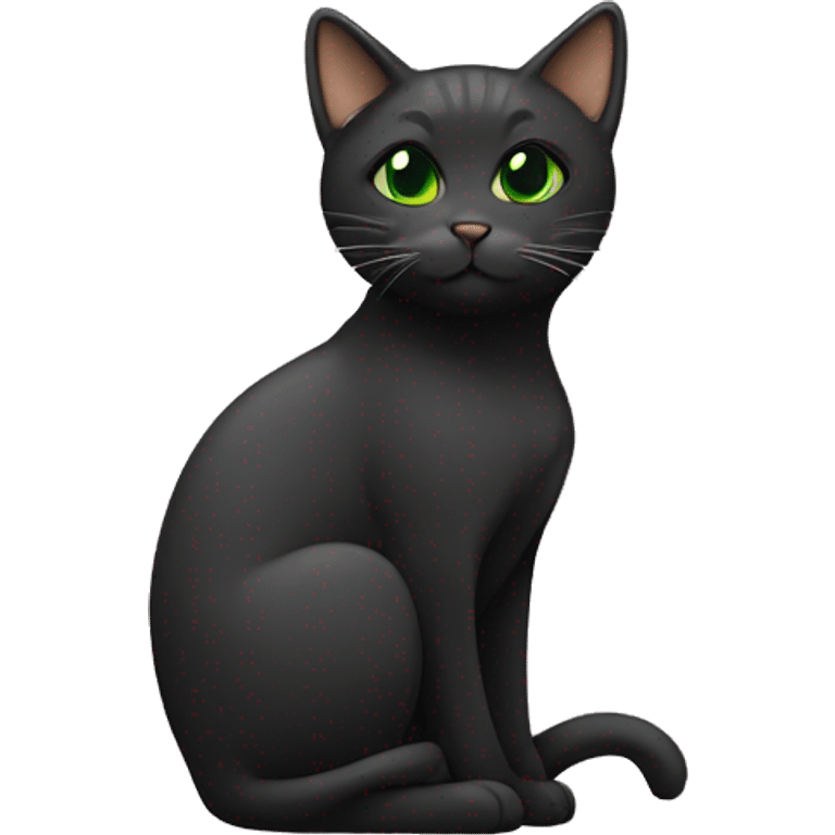 cat half black half brown with green eyes and a heart on the back emoji