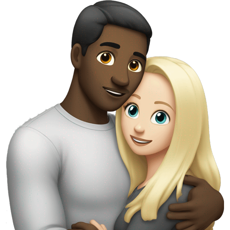 A black-haired men hugs white blonde women emoji