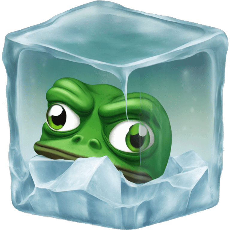 pepe the frog inside on icecube emoji