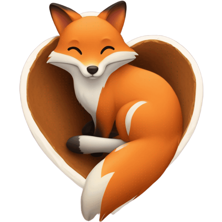 Heart with fox inside emoji