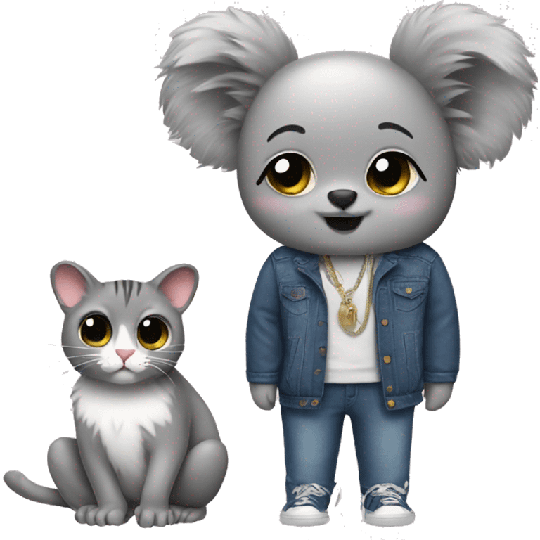 Fashion koala with a cat emoji