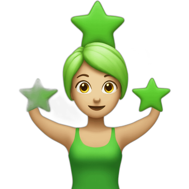 Green women holding three stars above head emoji