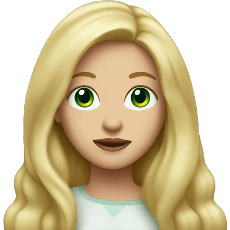 woman with long blonde hair and oval face green eyes emoji