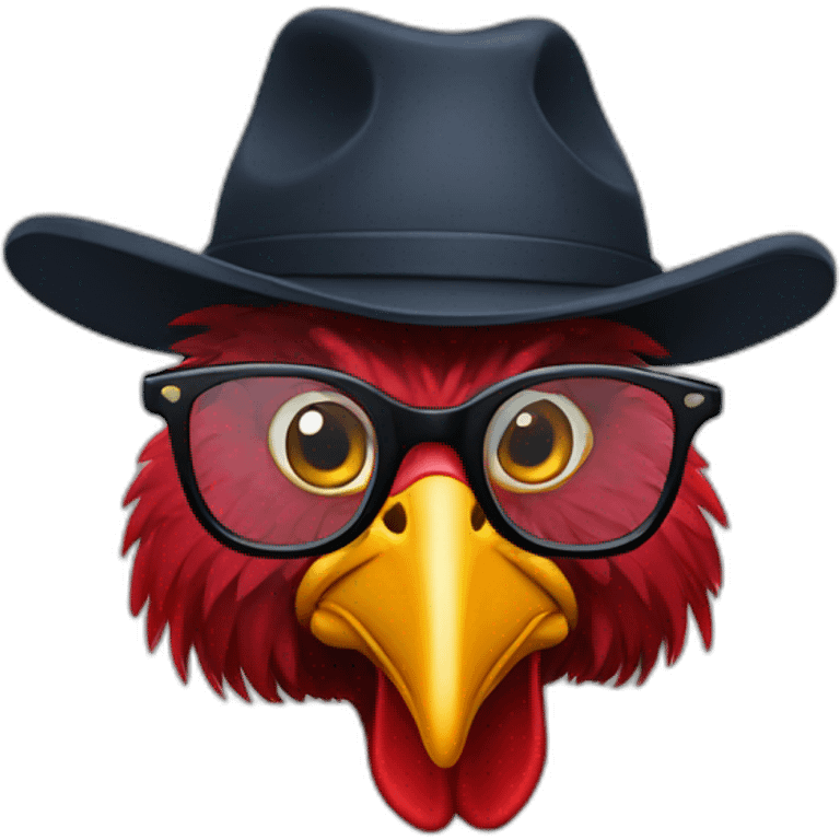 Rooster in glasses in c.p. company hat emoji