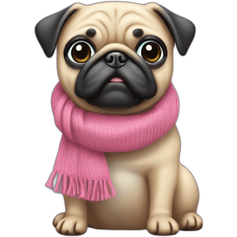 Pink Pug with cyan scarf emoji