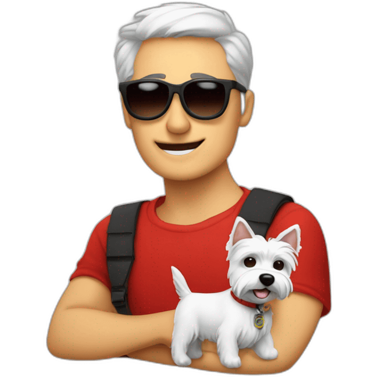 hombre-con-gafas-rojas-con-un-perro-westie emoji