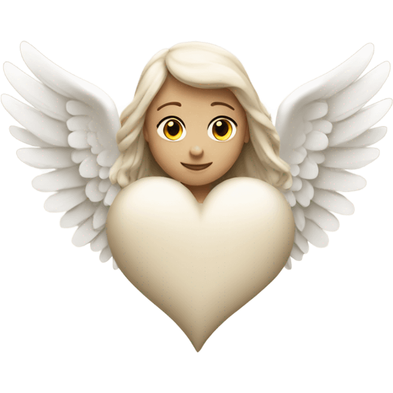 beige heart with white angel wings emoji