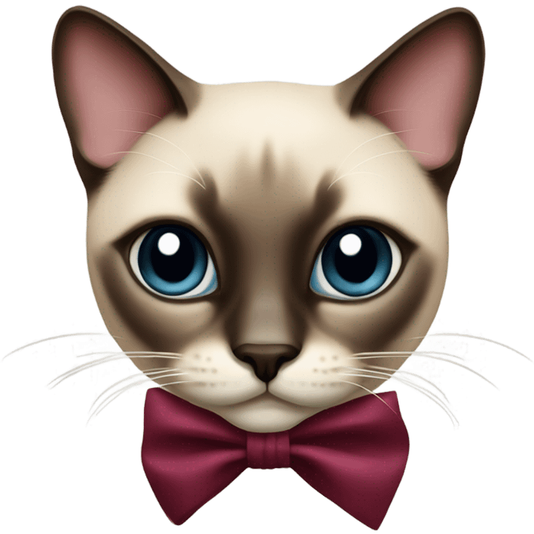 Siamese cat with Burgundy bow emoji