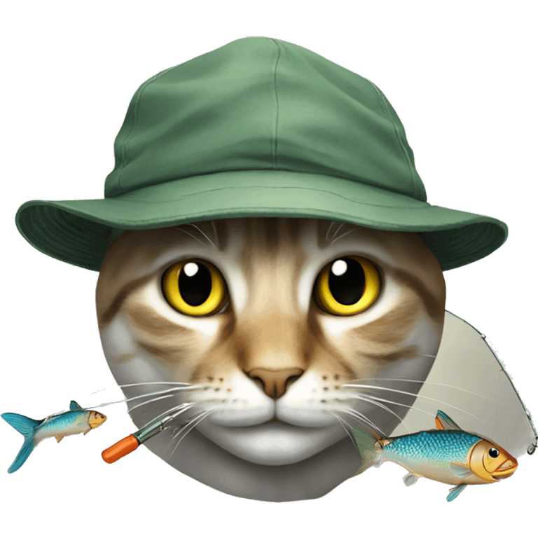 cat with cap while fishing  emoji