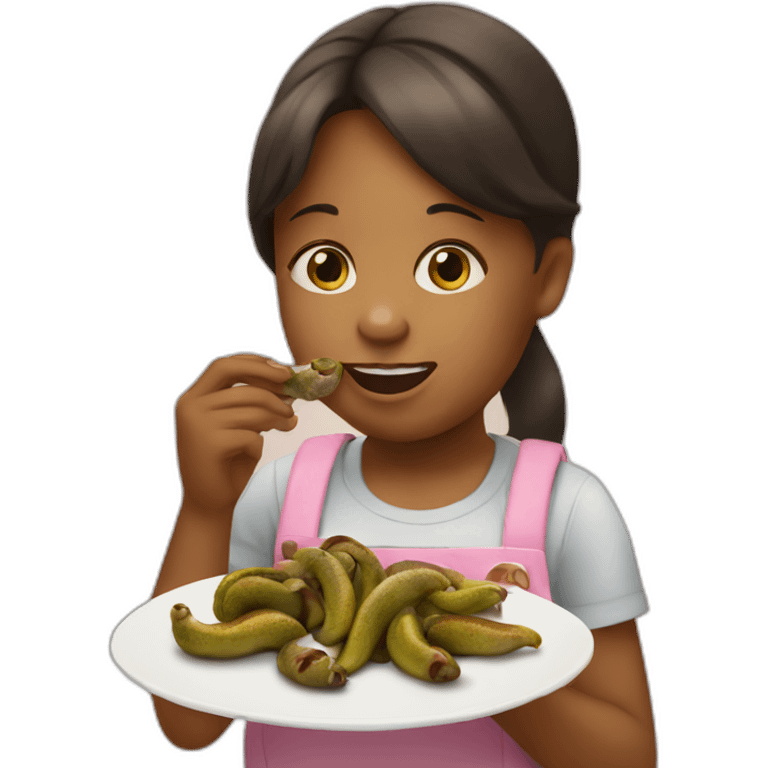 Little girl eating slugs emoji