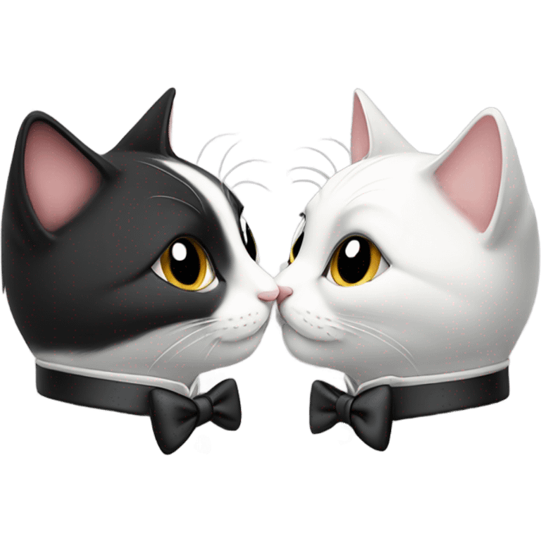 Tuxedo cats kissing emoji