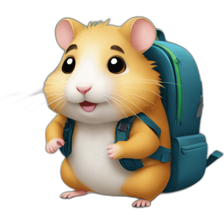 hamster with a backpack on the street emoji