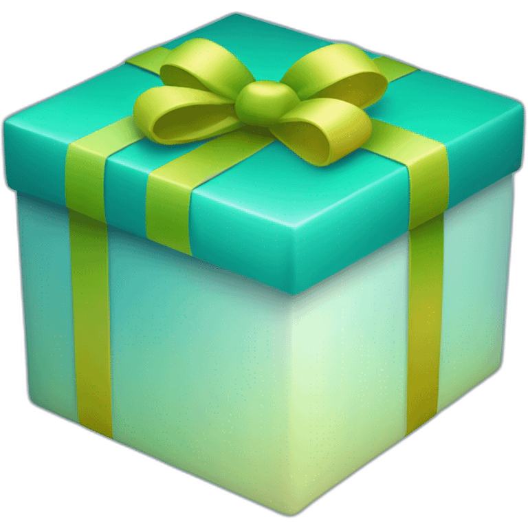 3d smooth gift box with rounded corners gradient blue to green emoji