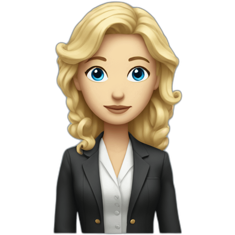 Blonde surfy haired female lawyer with blue eyes and perfect side profile emoji