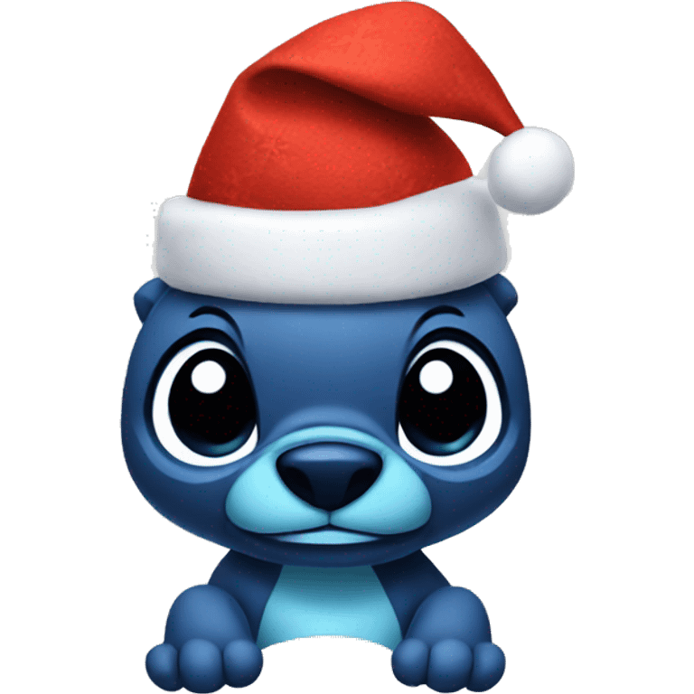 Stitch with Christmas hat emoji