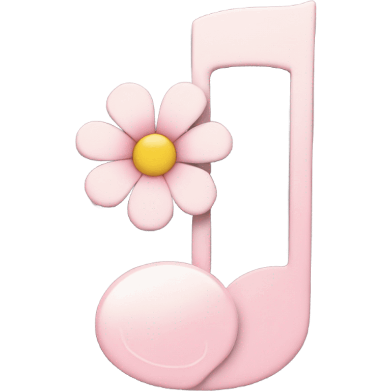 Pale pink music note with pale pink flower  emoji