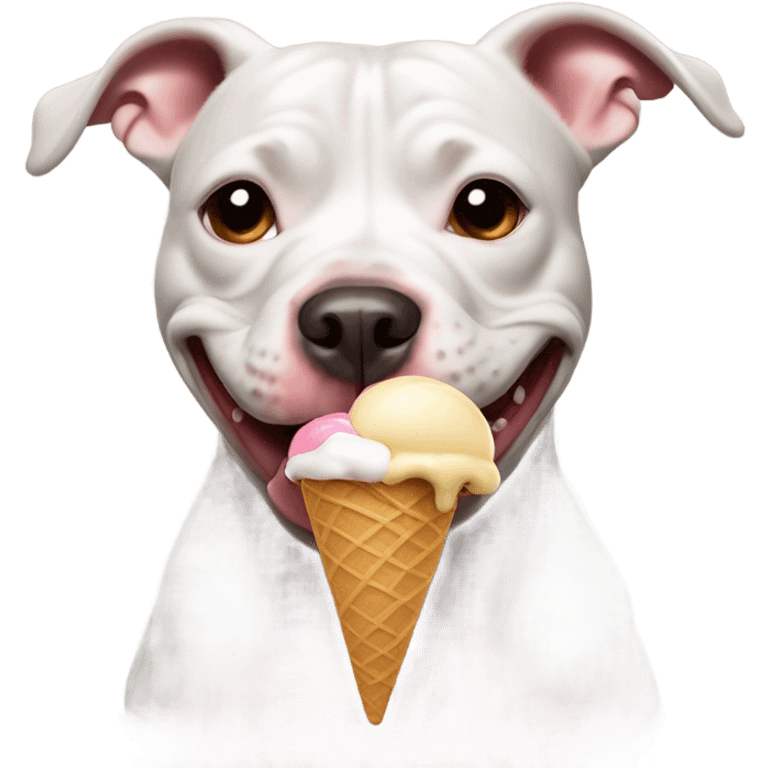 Pit bull eating ice cream  emoji