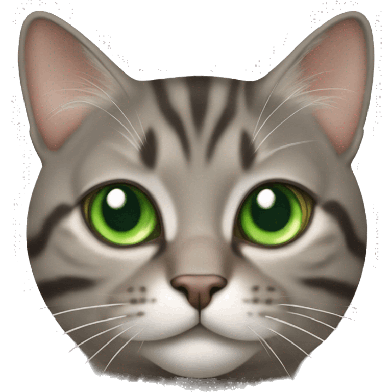 Chubby brown gray tabby cat WITH GREEN EYES emoji