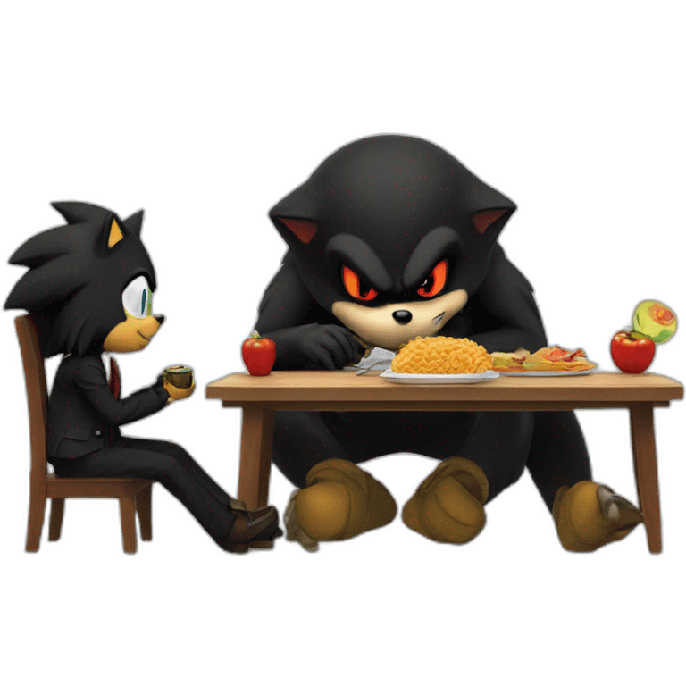 shadow the hedgehog eating lunch with karl marx emoji