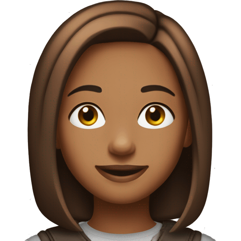 serena joy. Happy face. Middle parting Reddish brown layered bob hairstyle. Straight hair. Brown eyes. Dark brown skin emoji