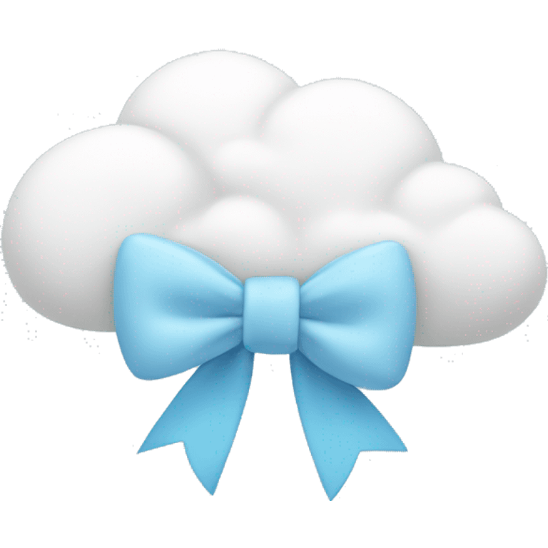 White cloud with a light blue bow  emoji