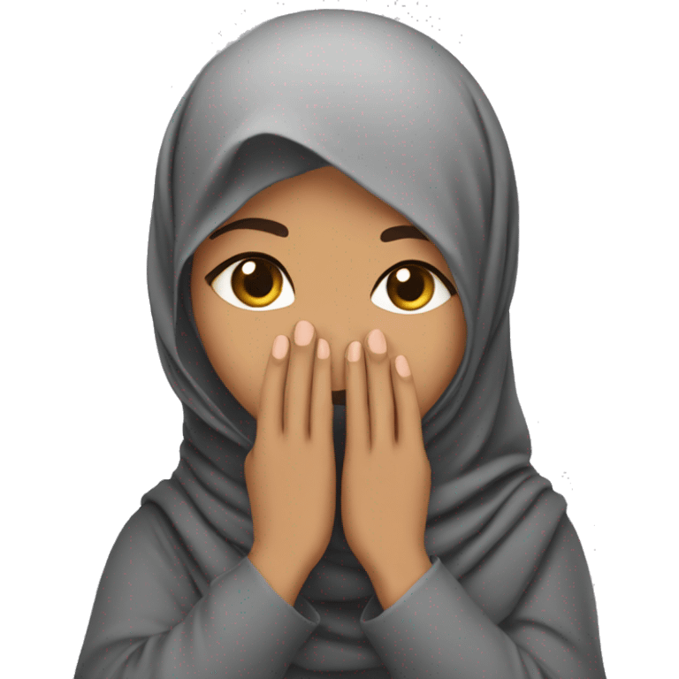 Hijabi girl with covering her face with her hand emoji