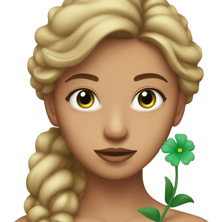 Green Eyed model with Flower emoji