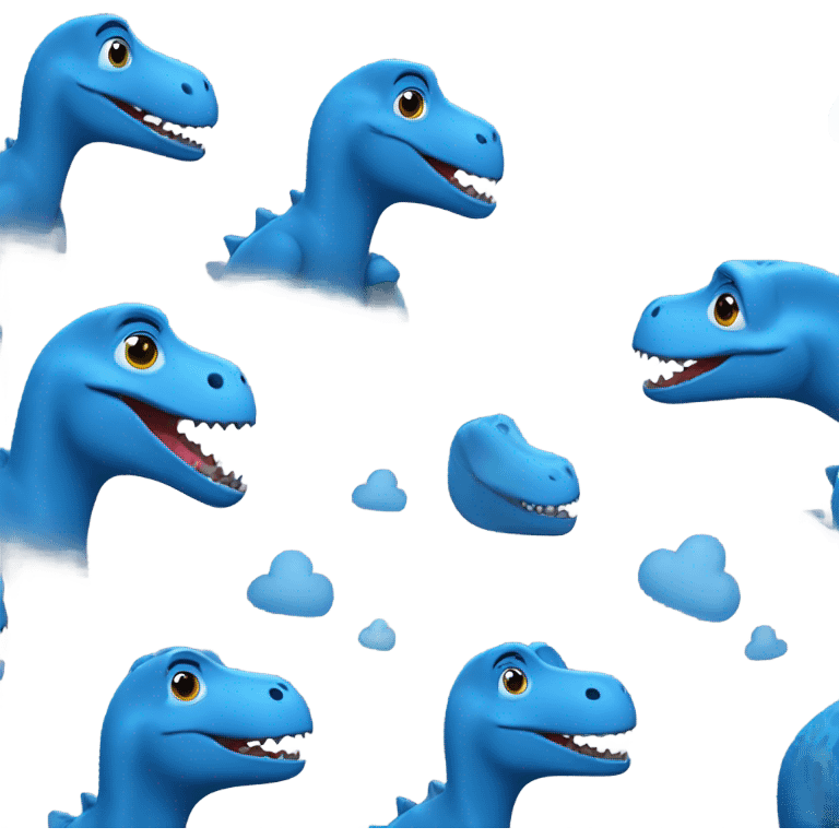 A blue dinosaur making a kissy face emoji