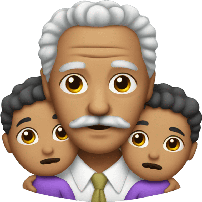 Mexican grandpa with curly hair and mustache carrying two baby’s  emoji