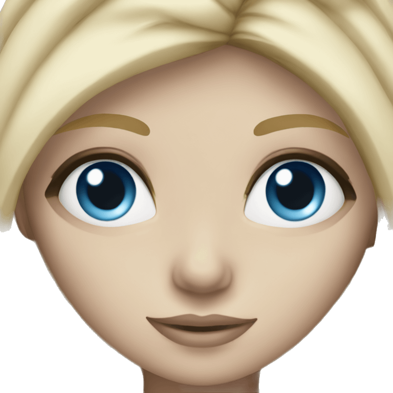 blonde girl with darker roots with blue eyes white emoji