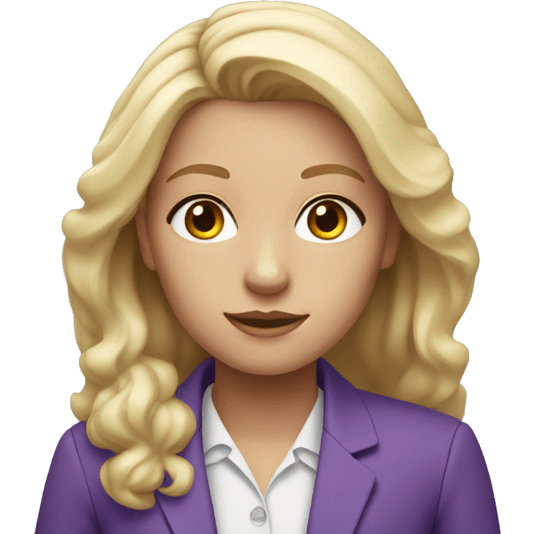 girl with blonde hair gray eyes and purple suit emoji