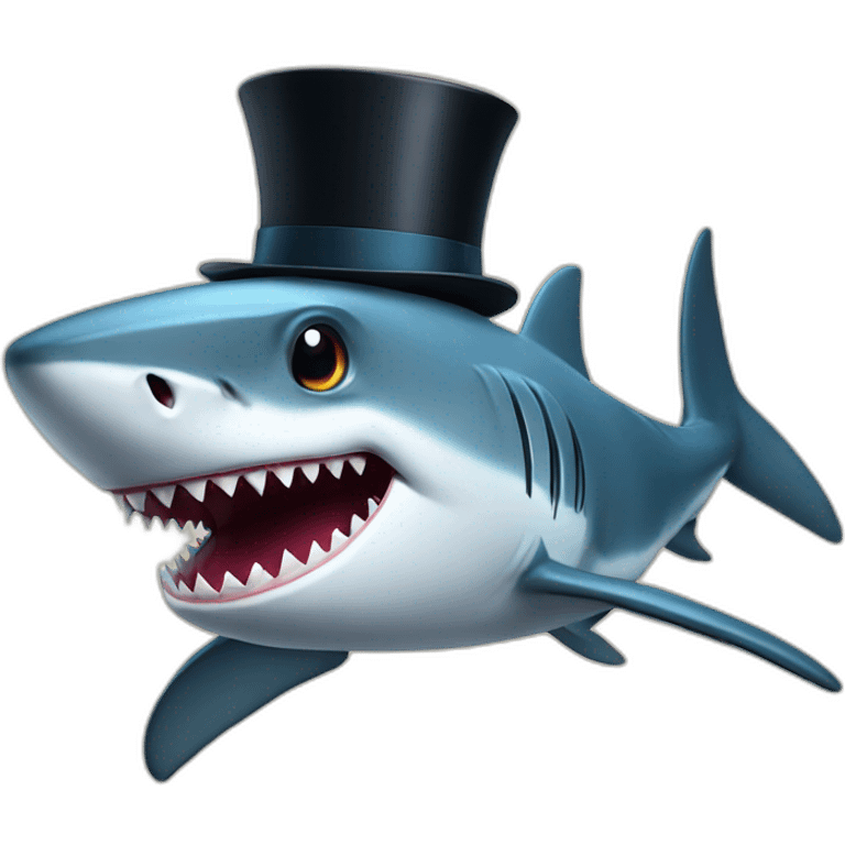 Shark with a top hat emoji