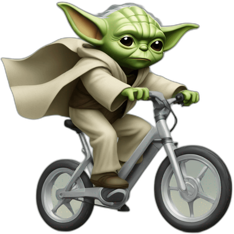 Yoda jumping on ebike emoji