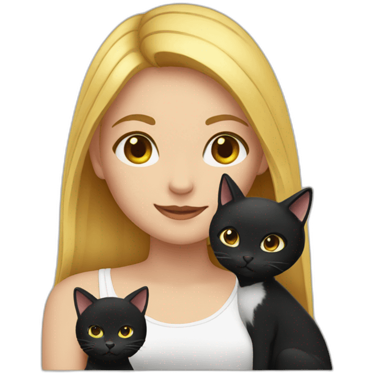 Girl with black cat emoji