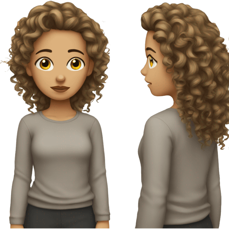 Sad Brunette girl with blond highlights and curly hair  emoji