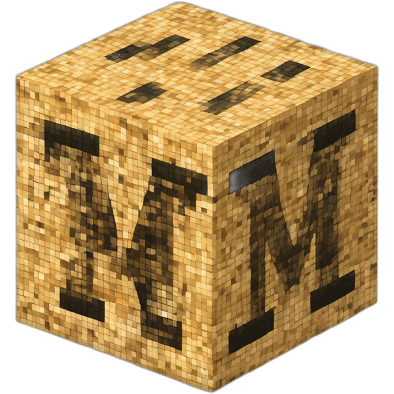 Letter "M" made of cube of pixels with cheetah pattern emoji