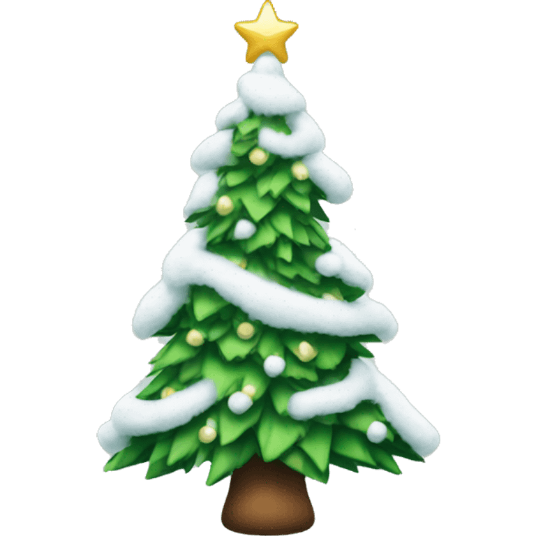 christmas tree with white bows and snow emoji