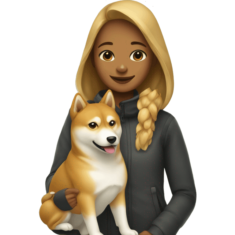 girl with shiba inu outdoors emoji