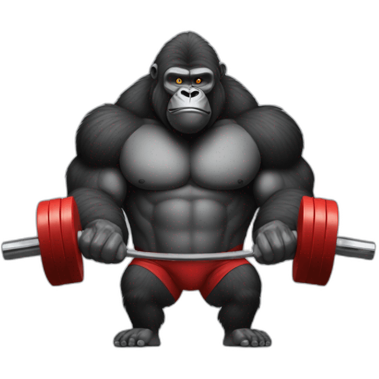 Very buff Gorilla lifting weights gym emoji