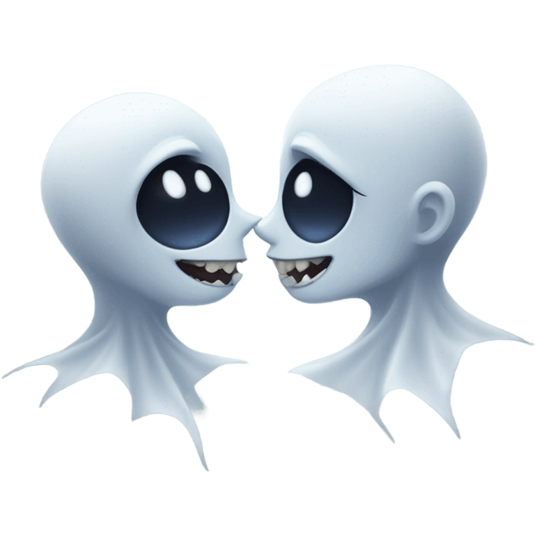 Ghost kissing Mae vampire emoji