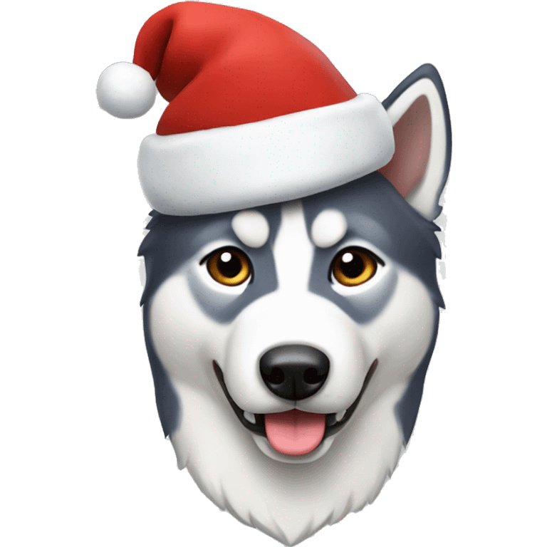 husky wearing a santa hat emoji