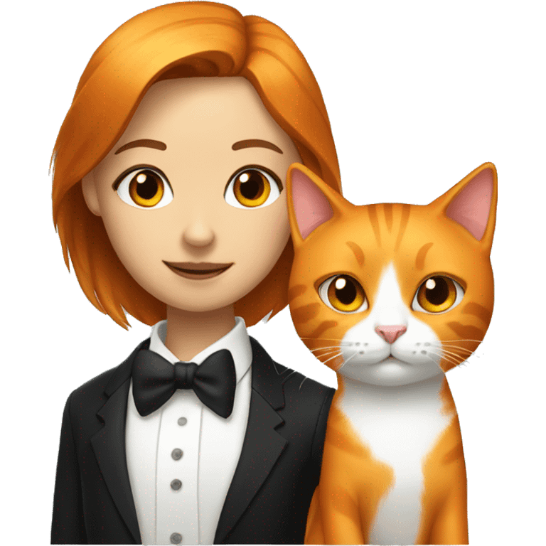 tuxedo girl and orange cat emoji