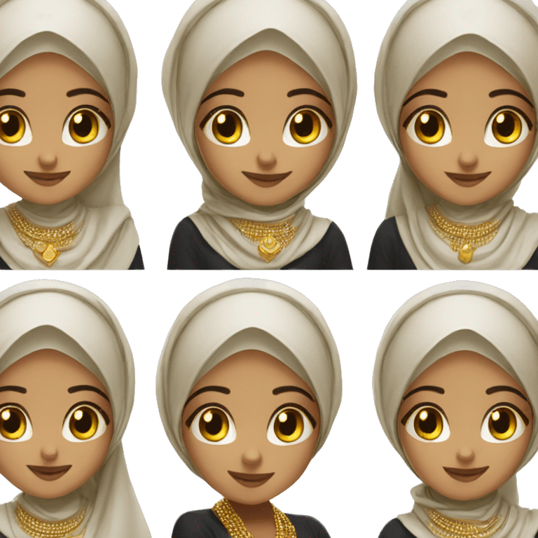 Cute hijabi girl with gold jewellery  emoji