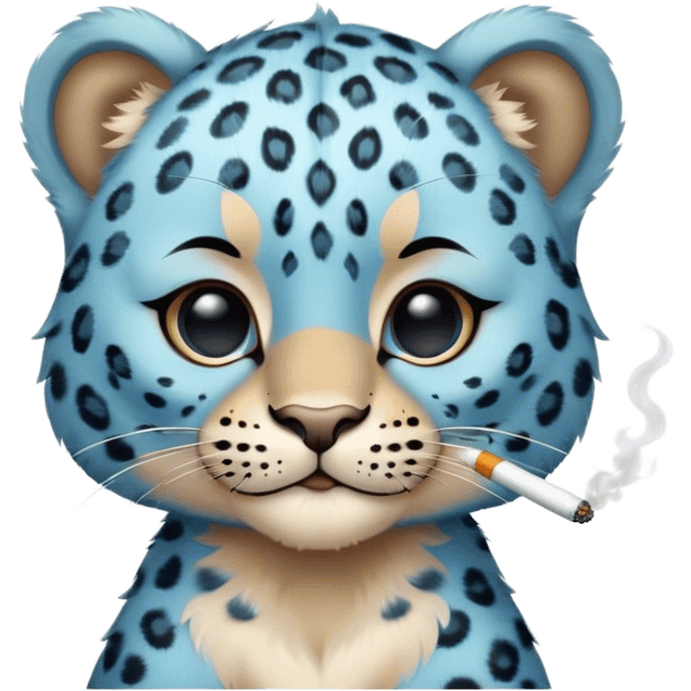 The baby blue leopard is smoking emoji