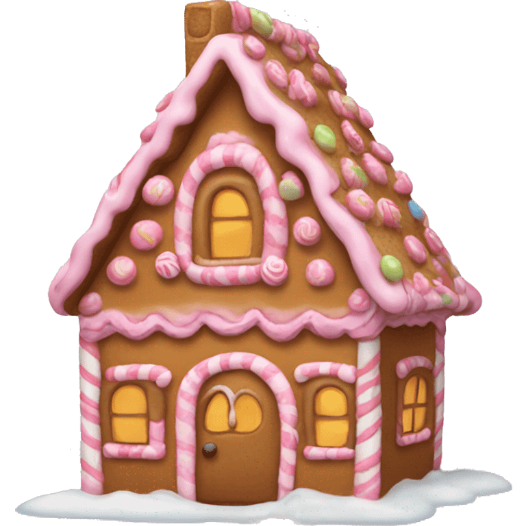 A pink gingerbread house emoji