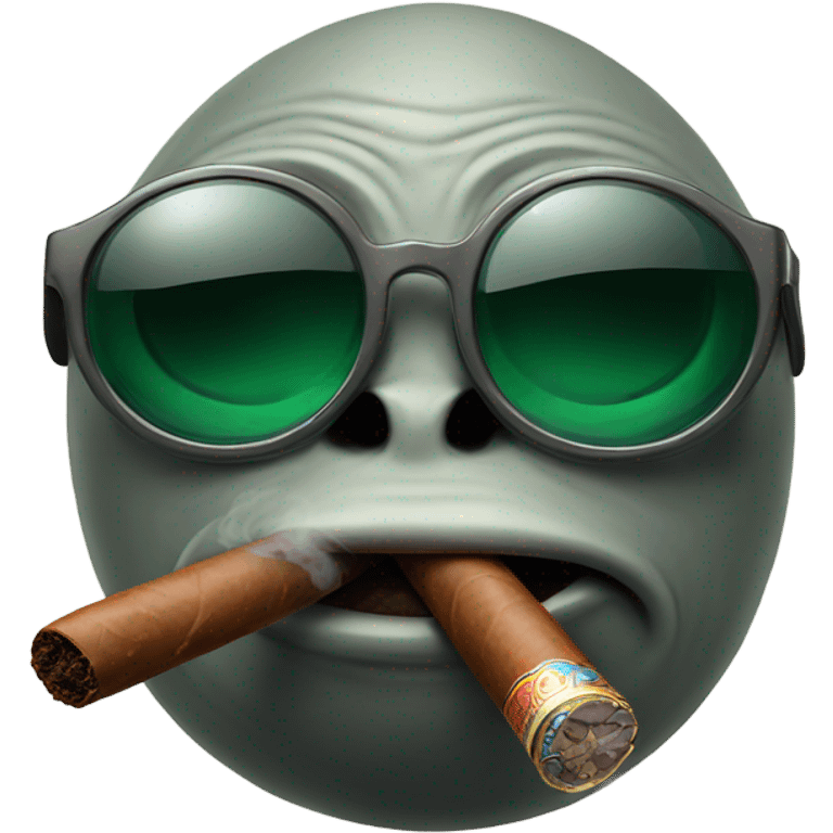 Alien smoking cigar with sunglasses  emoji