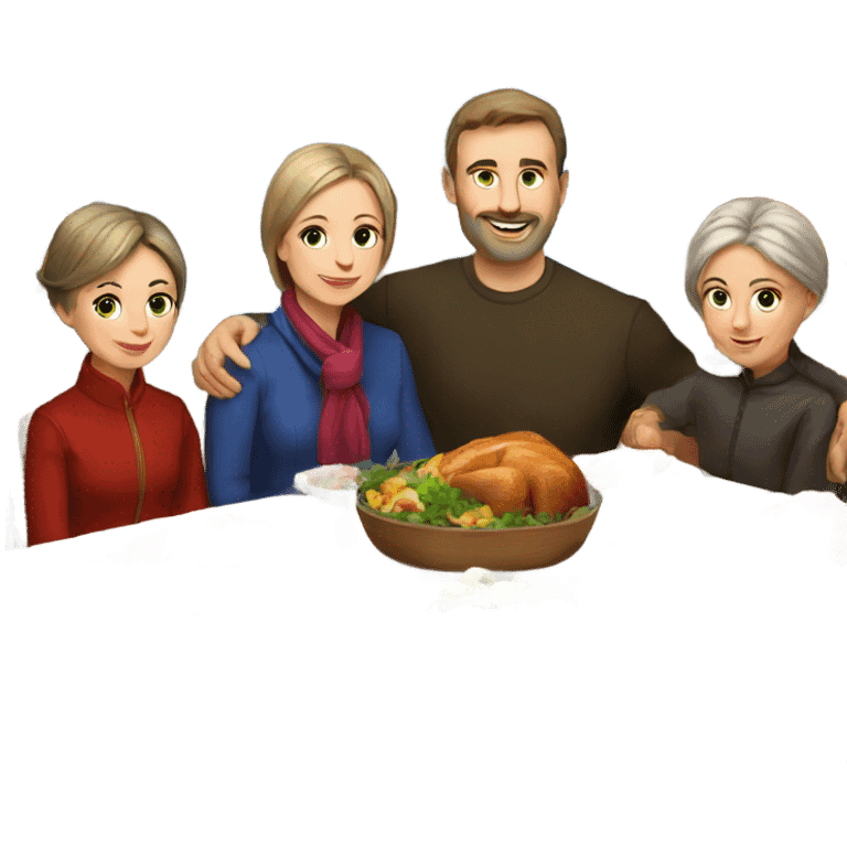 Russian family sitting at the New Year's table emoji